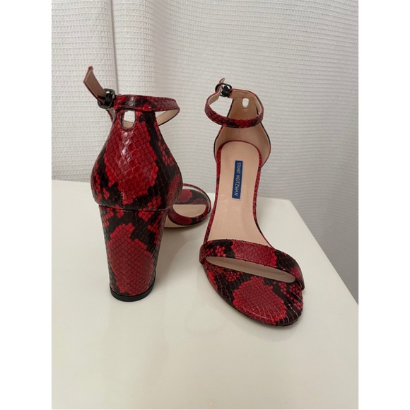 EUC Red & Black snakeskin sandals. Ankle strap closure. Sold with box. - Picture 2 of 8